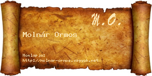 Molnár Ormos névjegykártya
